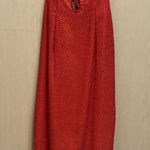 SCALA Vintage Orange Beaded Long Formal Prom Dress Backless Y2K 1990 100% Silk Red Photo 0