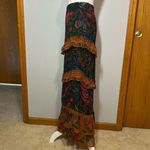 Farm Rio  Garden Tiered maxi skirt NEW boho tropical floral ruffle black motif si Photo 5
