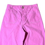 Anthropologie  Meave The Colette Wide Leg Crop Pink Contrast Stitch Pants 30 TALL Photo 5