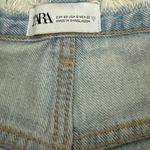 ZARA  Vintage Wash Wide Leg Baggy Light Blue Faded Denim Jeans Size 0 Photo 2