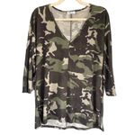 LA Made Camo Print V-Neck Top Casual Everyday Relaxed Fit Green Size M Photo 5