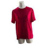 Vintage Kasper Blouse 10 Red 100% Silk Pleated Front Classic 90s Career Top Photo 4