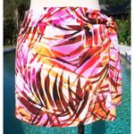 Cache Multi Color Short Skort Wrap Skirt Self Belt Tropical Palm Stretch $88 NWT Pink Size 0 Photo 3