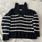 Target La Linge Pull Over Striped Quarter Zip Cable Knit Sweater Women’s 1X Black Photo 0