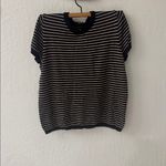 Premise  Black Tan Cream T Shirt Sweater Zip Back Lightweight Size Large Photo 1