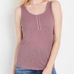Maurice's 24/7 Solid Mauve Purple Hook & Eye Henley Tank Top Photo 0