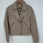Blank Nyc Life Changer‎ Moto Jacket Womens Small Beige Leather Asymmetrical Zip Tan Photo 0