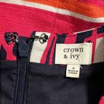 Crown & Ivy  size 4 pink and navy sleeveless shift dress geometric print zip back Photo 7