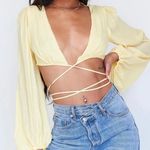Princess Polly Ayesha Yellow Crop Tie Top Photo 0