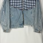 POL - Blue Plaid Jean Jacket - Oversized - Size S Photo 3