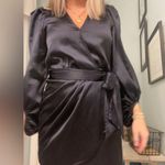 Dress Forum Navy blue mini dress satin wrap around Photo 5