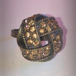 Size 8 Brass CZ Rhinestone Round Knot Dome Ring Photo 0