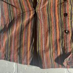 Flax Shirt Womens Large Multicolor Striped Button Up Long Sleeve Pleated Cotton Photo 9
