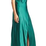 Lulus Fondly Loved Green Satin Wrap Dress Gown Photo 2