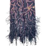 NWT Mandalay Black Purple Silk Beaded Sequin Feather Mini Evening Dress Womens 4 Photo 3