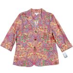Charter Club  Women's Red Colorful "Ceylon " Paisley Print Blazer Jacket Size L Photo 3