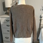 Pink Rose  Brown Acrylic Sweater Cropped Crewneck Comfy Womens Medium Photo 7