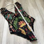 Averie Blaise Swimsuit plunge animal print ruffle one piece womens Black (large) Photo 5