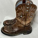 Ariat  Probaby Western Boot Women Driftwood Brown and Blue Size 7B Stacked‎ Heel Photo 2
