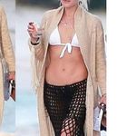 Anthropologie Anna Kosturova Gypsy Crochet Fringe Skirt Midi Cover Up Handmade White Small Photo 2