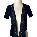 autumn cashmere Sweater Women Small Black Cashmere Beaded Neckline Cardigan Photo 0