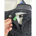 Tibi  Silk Wool Blend Black Sleeveless Floral Embroidered Top Size 12 Classic Photo 4