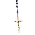 Blue Beaded Rosary Necklace Crucifix and Mary Centerpiece Christian Catholic Photo 2
