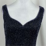 Oleg Cassini Black Tie Navy Beaded Whimsical Formal Evening Top Vintage Size 8 Photo 2