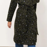 Hutch  Juni Shawl Collar Wrap Coat in a green multi leopard print sz M Photo 0
