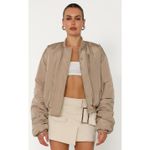 BY.DYLN Kai Bomber Jacket in Mushroom. Size M. Tan Size M Photo 3