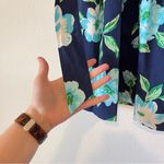 Talbots Top and Skirt Set Womens Lg/14 Blue Green Floral A-line Summer Spring Photo 4