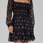 Wilfred Aritzia Tempest Dress Black Aqua Print Long Sleeve Mini Length Size XS Photo 0