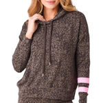 Sundry Sweatshirt Women Small Leopard Print Pink Stripe Hoodie Athleisure NWT Photo 0