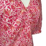 MISA Los Angeles Pink Floral Button Front Midi Dress Puff Sleeve L Made In USA Photo 5