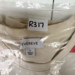 Evereve  L Large Mira Stripe Sweatshirt Tank Terry Crew Neck Relaxed Bone Cream Photo 10