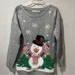 Notations Womens Long Sleeve Tunic Ugly Sweater Small Gray Snowmen Christmas Photo 1