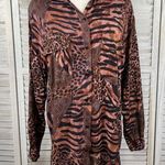 SHORT CIRCUIT Vintage 80's 90's Button Down Shirt Animal Print Photo 0