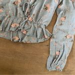 Reformation  plunging v-neck nikki floral long sleeve top Photo 3