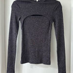 AGOLDE Gray Lyza Cut Out Rib Long Sleeve Top, Size XS Photo 0