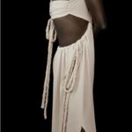 ZARA  ivory/cream gauzy maxi dress side slit with braided rope details. S… Photo 5