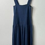 Nation Ltd  Navy Blue Smocked Midi Dress Sleeveless Ruffle Womens Size S Photo 2