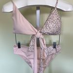 Beige & Black 2 Piece Ribbed Wrap V Neck Colorblock Criss Cross Tie Bac… Size M Photo 11