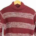 Eddie Bauer  Turtleneck Striped cotton blend‎ Sweater, Burgundy M Photo 4