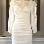 B Darlin B. Darlin' Long-Sleeve V-Neck Ruched Bodycon Dress in White, Juniors Size XL NWT Photo 1