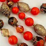 Orange gold tone and black multi strand vintage necklace Photo 4