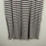 Garnet Hill Midi Dress Womens Large Taupe White Stripe Slits Sleeveless Tank L Photo 2