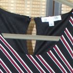 Downeast  Deep Red, Black, & White Diagonal Striped Scoop Neck Dress Photo 3