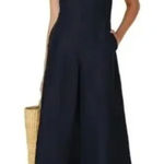 Club Monaco Jumpsuit Womens Size 10 Black Sleeveless Wide Leg Linen Blend Photo 0