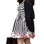 Modcloth  "Miss Mix it" Cute Floral Stripped Dress Black and White Size Medium Photo 6