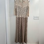 Tadashi Shoji  BHLDN Anthropologie Lace Boatneck 3/4 Sleeve Gown Cream Dress 12 Photo 10